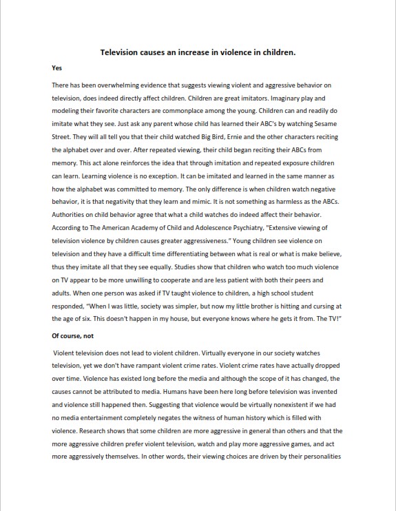 7th Grade Argumentative Essay Example  (PDF) 