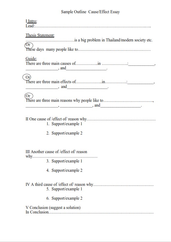 Cause and Effect Essay Outline Template (PDF) 