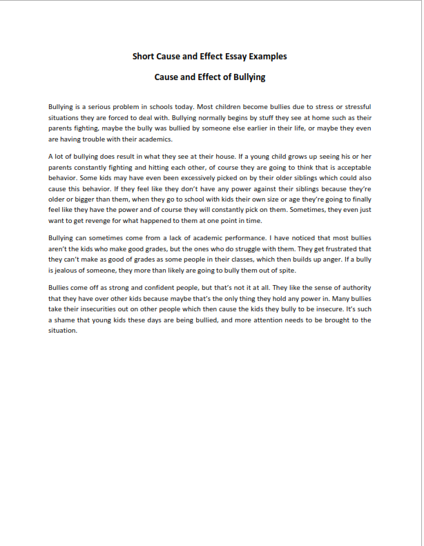 Bullying Cause and Effect Essay