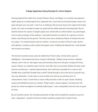 johns hopkins college essays