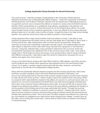 Sample College Application Essay for Harvard (PDF)