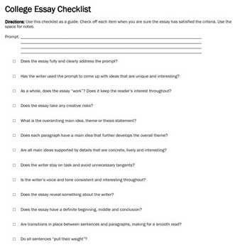 College Essay Checklist (PDF)