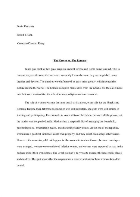  Compare and Contrast Essay Example for High School Students (PDF)