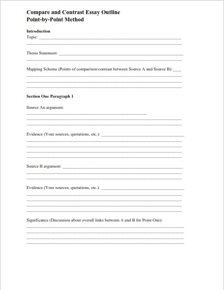 Compare and Contrast Essay Outline Point by Point Method  (PDF)  