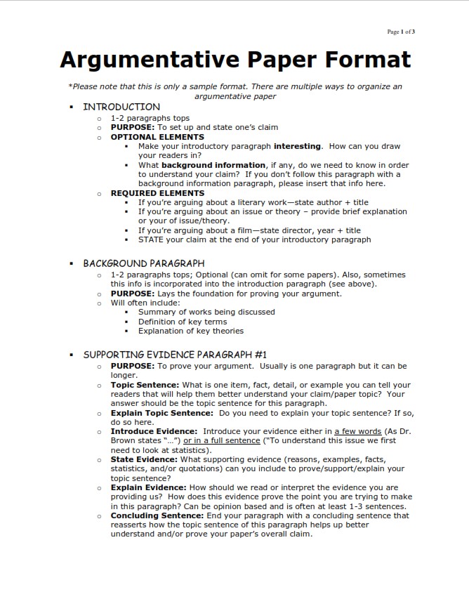 Argumentative Essay Format (PDF)