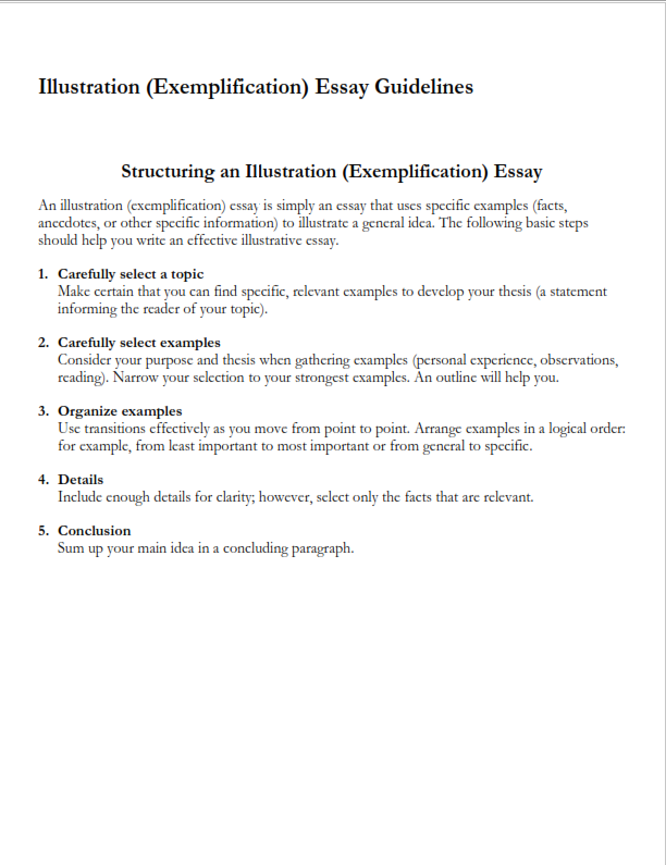 Exemplification Essay Sample