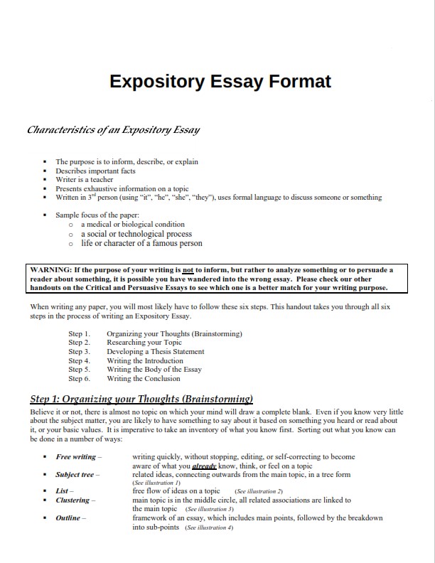 Sample Expository Essay Format  (PDF)