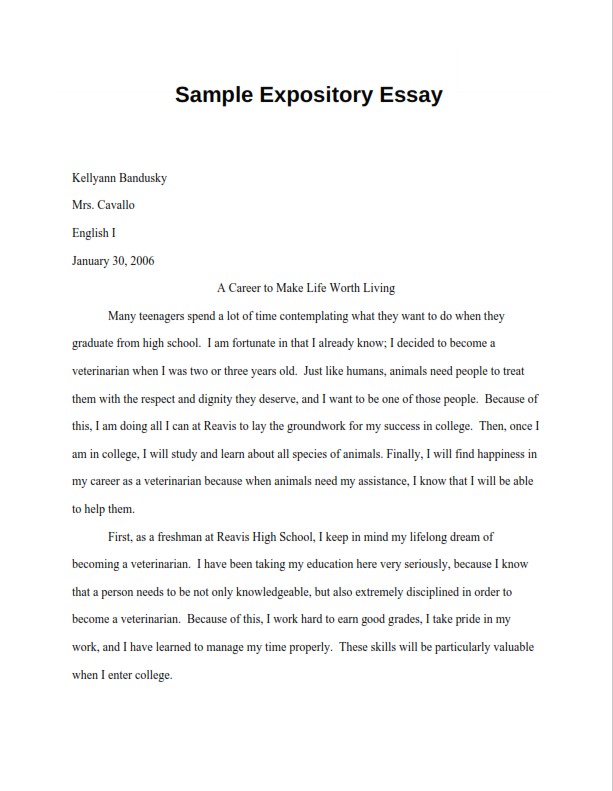 Sample Expository Essay  (PDF)