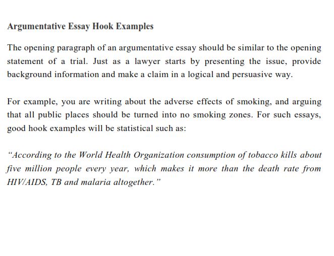 Hook Example for Argumentative Essay (PDF)