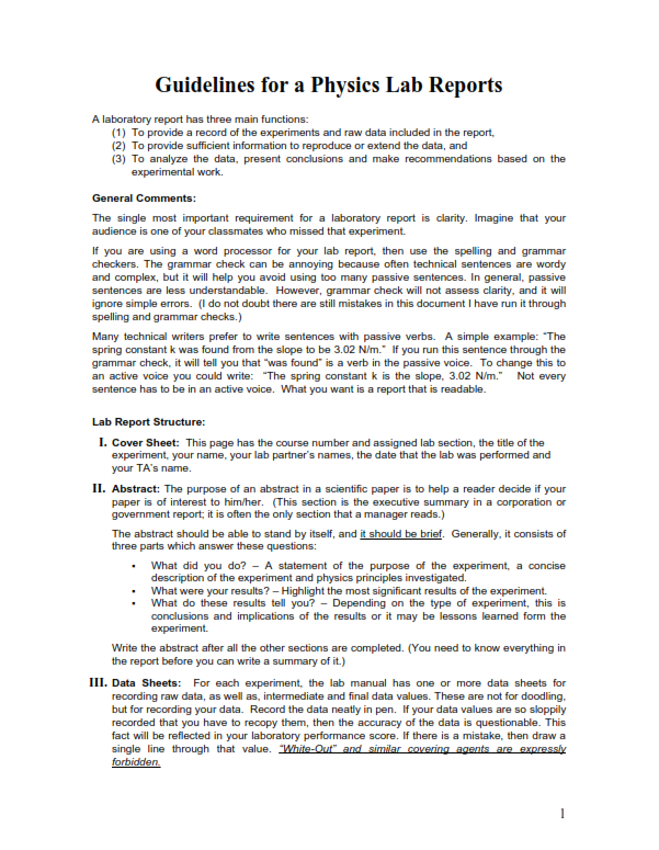  Lab Report Example Physics (PDF)