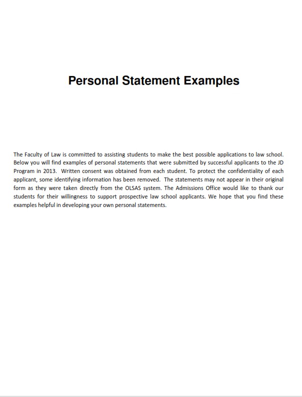 Good Personal Statement Examples  