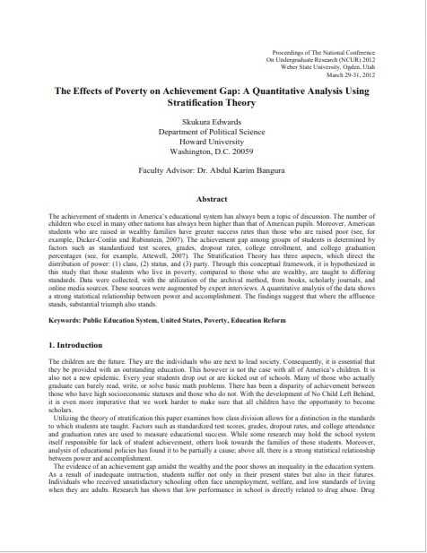 Quantitative Research Paper on Effects Of Poverty  (PDF)