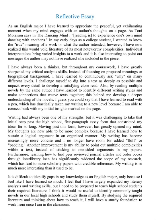 Reflective Essay Example (PDF)