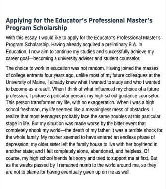 master scholarship essay samples