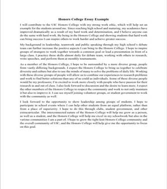 Why honors college essay examples picture